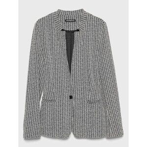 BANANA REPUBLIC Brushed Fabric One Button Patterned Blazer Black/White Women's L